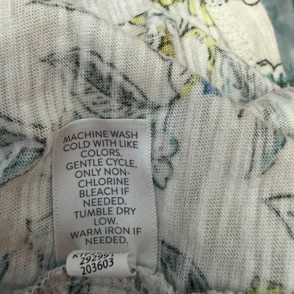 Pure J Jill XL Knit Popover Top Cotton Modal 3/4 Sleeve Ivory Yellow Floral - Picture 8 of 11